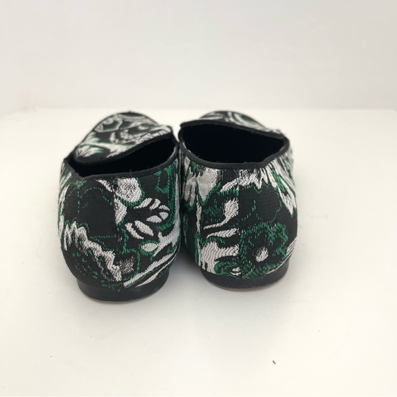 Zara Basic Floral Tapestry Black Green Embroidered Slip On Loafers Shoes Flats - Picture 6 of 8